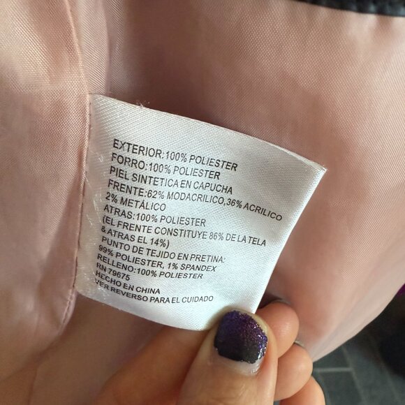 Michael Kors Kids Black Puffer Jacket Quilted Pink Fleece Lined MK Logo Zipper - Picture 14 of 16